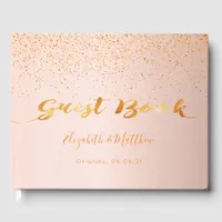 Rose gold blush script wedding guest book