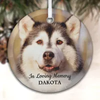 In Loving Memory - Simple Dog Photo Pet Memorial Glass Ornament