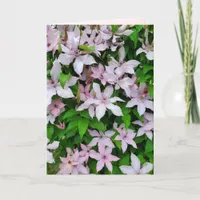 Clematis Purple Vining Flower on Trellis Blank Card