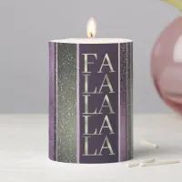 Purple Green  Christmas Fa La La Pattern#27 ID1009 Pillar Candle