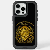 Gold Floral Bold Bison Art With Detail iPhone 15 Pro Max Case