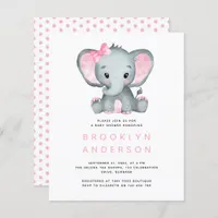 BUDGET Elephant Girl Baby Shower Invitation