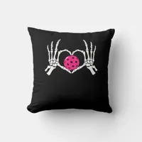 Skeleton Hands Heart Sign Funny Pickle Valentine's Throw Pillow