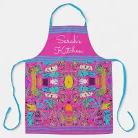 Monstera Leaf Pink Pop Art All-Over Print Apron