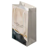 Script Watercolor Pink Black Gold Marble Business Small Gift Bag