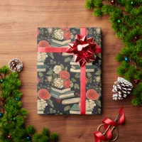 Vintage Books and Roses Reader's  Wrapping Paper