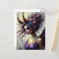 The Fairy in Purple with Horns on Her Head Postcard
