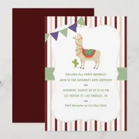 Trendy colorways Llama Birthday Party invitation