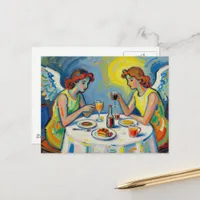 Two Angels Share a Meal Postcard