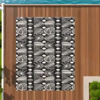 Caribbean Tribal Mudcloth: Black and White Outdoor Rug