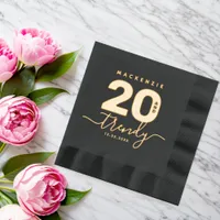 Elegant Modern Girly 20 and Trendy Foil Napkins