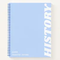 Minimalist Blue Vertical Text School Subject Notebook