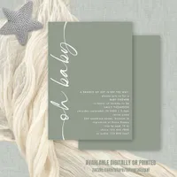 Minimalist Script Girl or Boy Sage Oh Baby Shower Invitation