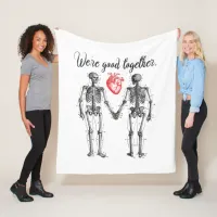 Skeletons Holding Hands Valentine Fleece Blanket