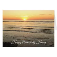 Happy Anniversary Honey Ocean Sunset Card