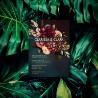 Dark Moody Bold Floral Marsala Wedding Foil Invitation