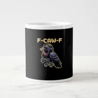 F-Caw-F Gaming Raven With Headphones - Edgy Stream Giant Coffee Mug