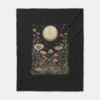 Cottagecore Moon Mushroom Moonphase Goblincore Fleece Blanket