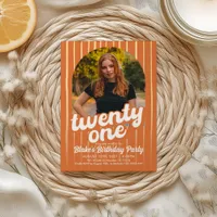 Retro Orange 21st Birthday Invitation