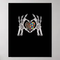 Autism Awareness Gothic Skull Hand Autism Puzzle P Poster