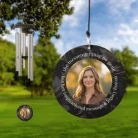 Elegant Floral Marble Memorial Remembrance Photo Wind Chime