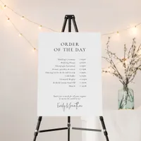 Simple Back and White Wedding Order of Day Foam Board