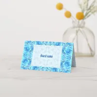 Opulent rose design in turquoise wedding place card