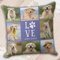 Dog LOVE Custom 8 Pet Photo Collage Paw Print  Throw Pillow