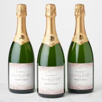 Rose Gold Glitter Name Cheers 21st Birthday Sparkling Wine Label