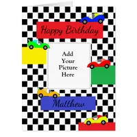 Jumbo Boy's Race Car & Maze  Birthday Add Photo Card