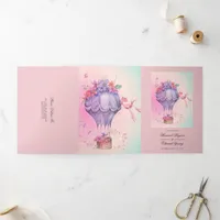 Retro Vintage Hot-Air Balloon Wedding  Tri-Fold Invitation