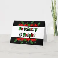 Merry and Bright Hand Drawn Poinsettias   Card
