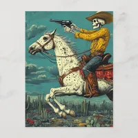 Skeleton Cowboy on a Appaloosa Horse Postcard