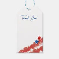 Abstract Watercolor Stripes and Stars, 4th of July Gift Tags