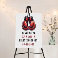 Red First Knockout Boxing Birthday Welcome Sign