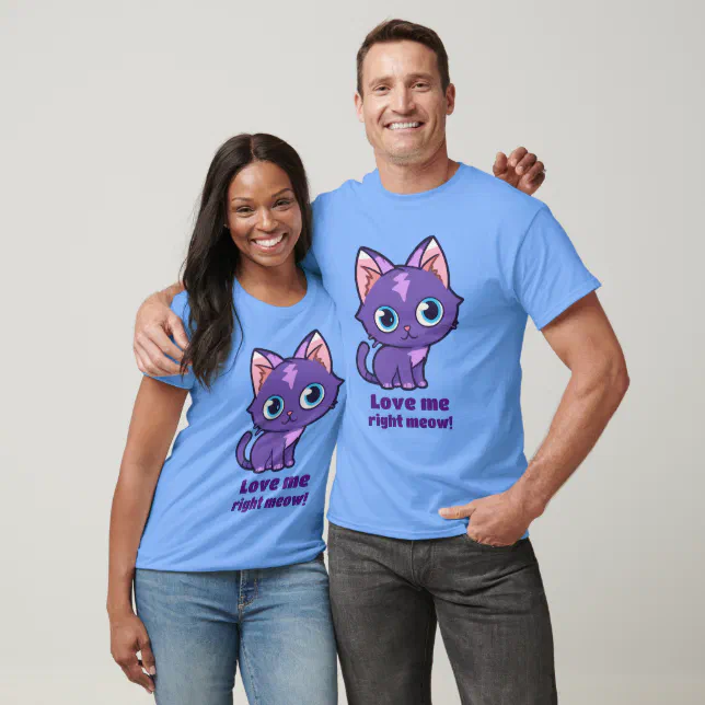 Purple Anime Cat Vector Art T-Shirt