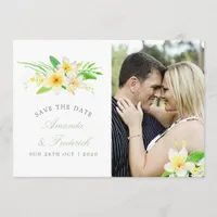 Exotic Watercolor Frangipani Wedding Save the Date