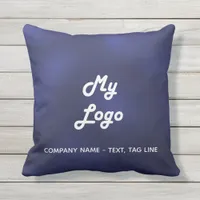 Navy blue white business logo elegant pool outdoor pillow