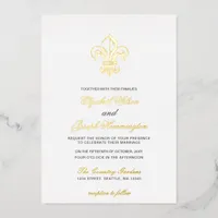 Vintage Royal Gold French Fleur de Lis Wedding  Foil Invitation