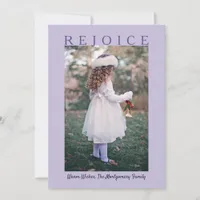 Rejoice Lavender Purple Christmas Photo Holiday Card