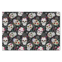 Sugar Skulls and Swirls Black ID725 Tissue Paper