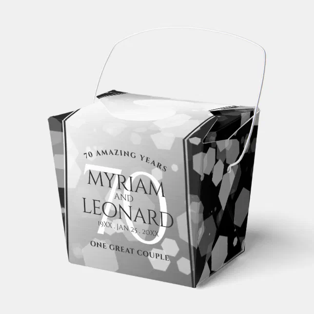 Elegant 70th Platinum Wedding Anniversary Favor Boxes