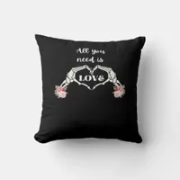 Gothic Valentines Classic - Skeleton Hands Heart  Throw Pillow