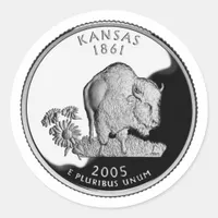 Faux Kansas State Quarter Classic Round Sticker