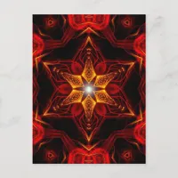 Red Star Fractal Art Postcard