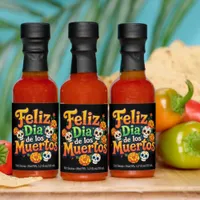 Colorful Day of the Dead Candy Skulls Marigolds Hot Sauces