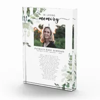 Family Memorial Photo Remembrance Keepsake Acrylic Award