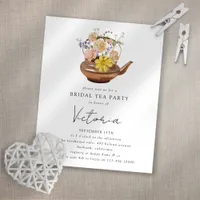 Floral Teapot Bridal Shower Tea Party Invitation