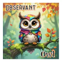Observant Owl | Cute Cartoon Kid's Nursery Art