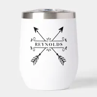 Rustic Crossed Arrows w/Name ID615 Thermal Wine Tumbler